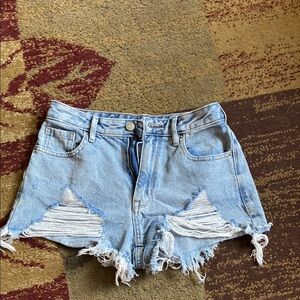 PacSun Blue Distressed Jean Shorts High-Waisted